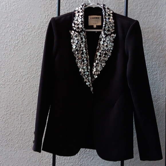 L'AGENCE new!CRYSTAL EMBELLISHED CHAMBERLAIN BLAZER..SIZE 6 - Picture 1 of 8